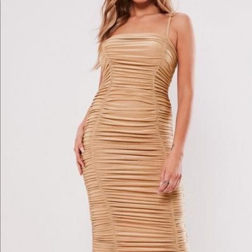 🔥🔥🔥Missguided Bronze Ruched Cami Maxi Dress